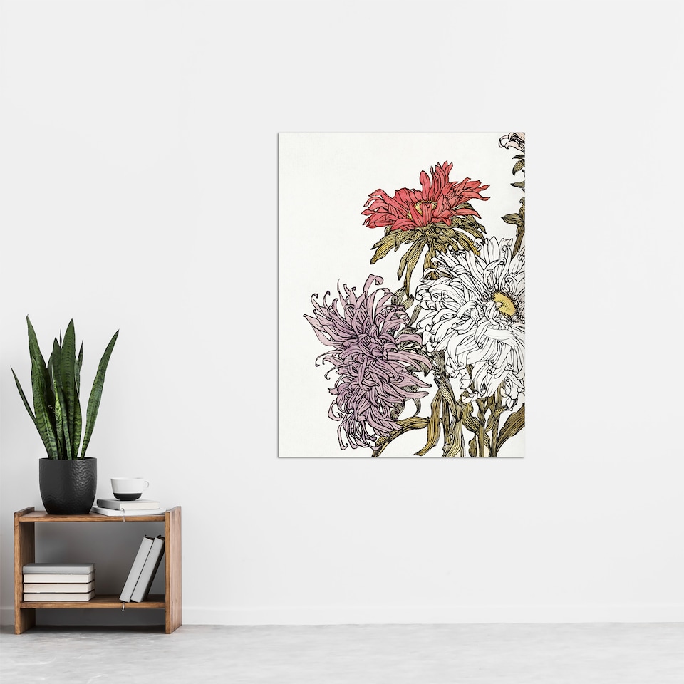 image 1 of Chrysanthemums Flower Painting Vintage Wall Art Print Graag 24x32"