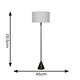 image 3 of ValueLights Mitch Grey Fabric Drum Lamp Shade Black Wood Single Stem Triangle Floor Lamp Black