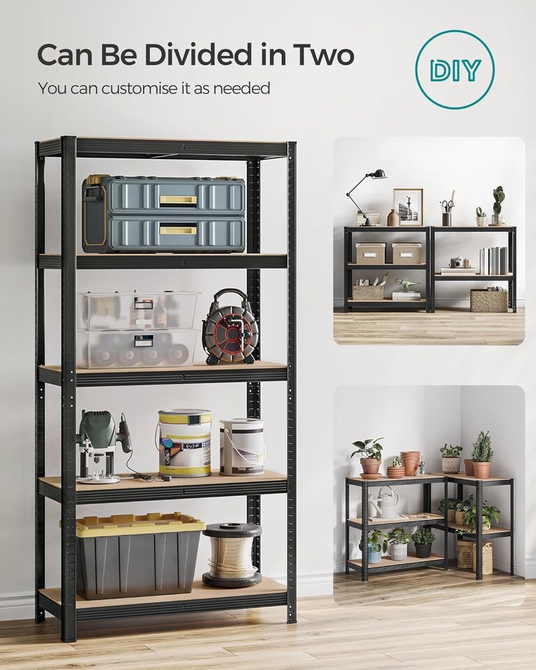 image 1 of Set of 2 Garage Shelving Units with 5 Levels, Adjustable Multi-Tier Storage Racks, Black