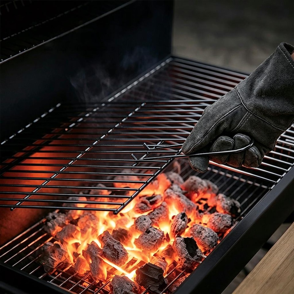 image 1 of BBQ Master XL Barrel Charcoal BBQ Grill Smoker Black with Shelf