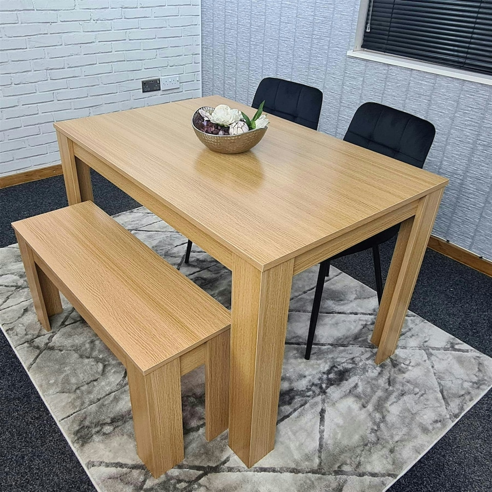 image 1 of Dining Table Set with 2 Chairs Dining Room and Kitchen table set of 2, and Benches Black