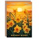 image 1 of Wishes Daffodil Flower Field Sunset For Her Birthday Card