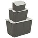 image 1 of 2 x 16L Organic Stackable Multi Capacity Grey Strong Storage Containers With Clip Locked Lids & Reinforced | Grey