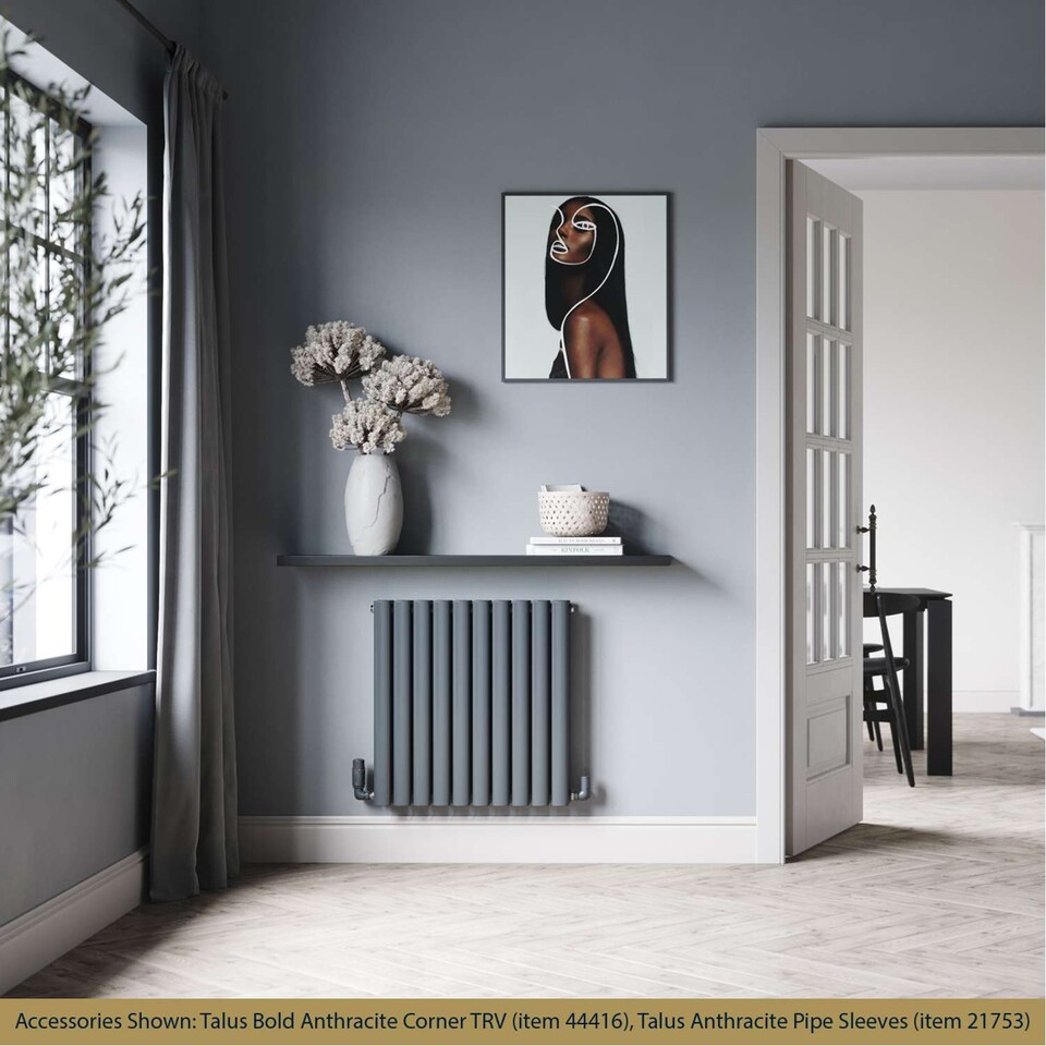 image 1 of Omeara - Anthracite Horizontal Radiator H600mm x W580mm Double Panel