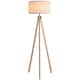 image 1 of HOMCOM Floor Lamp with Elegant Wood Tripod, Free Standing E27 Bulb Lamp Versatile Use For Home Office  Beige