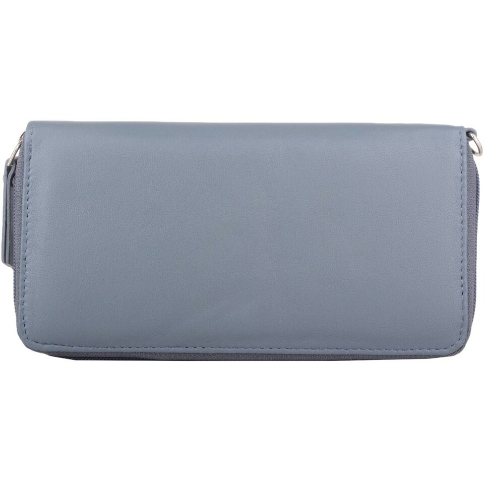 image 1 of Genuine Soft Leather Clutch Purse with Wrist Strap Grey | Grey/Cloud