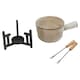 image 5 of Ceramic Chocolate Cheese Fondue Set Melting Pot with 2 Fruit Forks in Gift Box