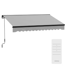 Outsunny 3 x 2m Electric Retractable Awning, Aluminium Frame, Light Grey | Grey | 1