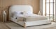 image 3 of 5ft King Size Low Profile White Soft Fabric Upholstered Wood Bed Frame | White | King