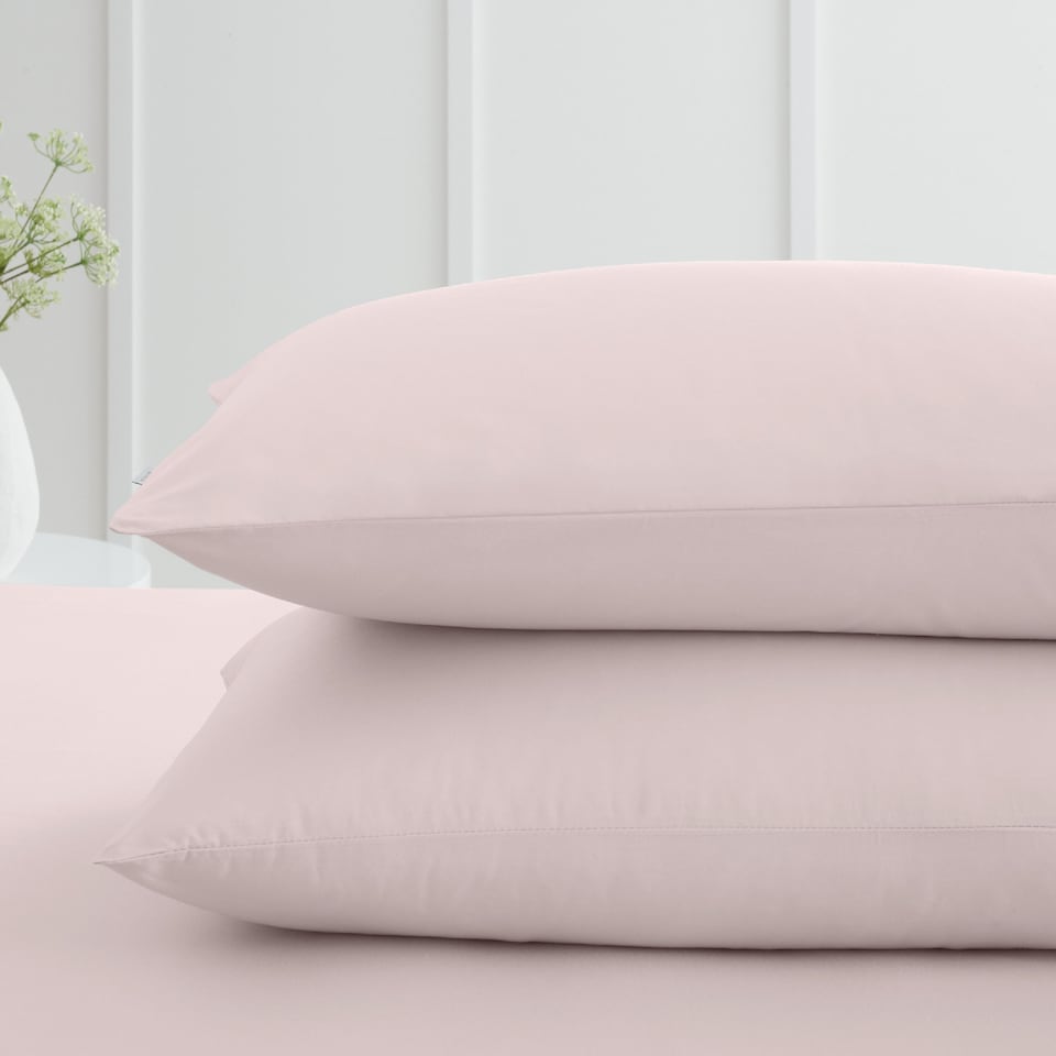 image 1 of Bianca 200 Thread Count Cotton Percale Standard Pillowcase Pair | Pink | Blush Pink | Standard