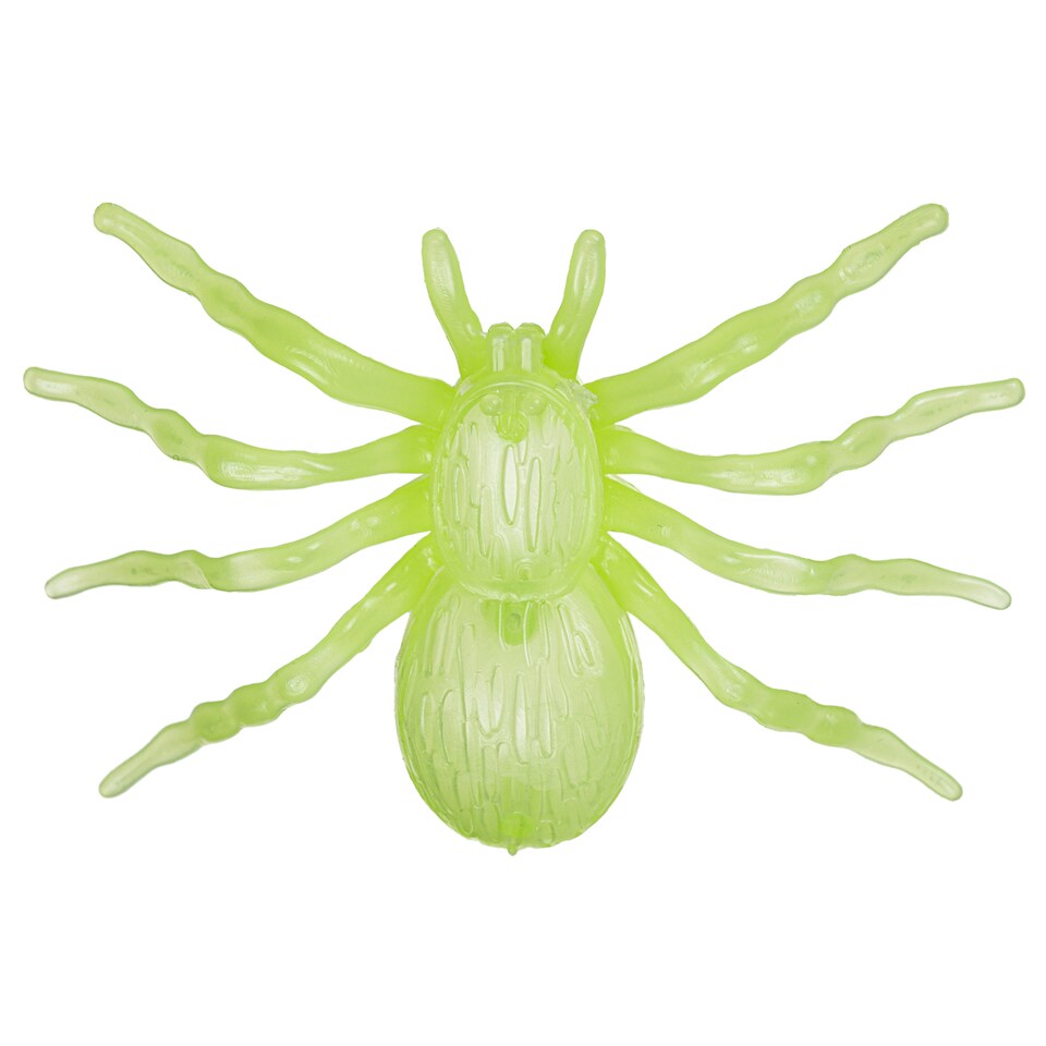 image 1 of Large Glow In The Dark Plastic Halloween Spiders - Pack of 4