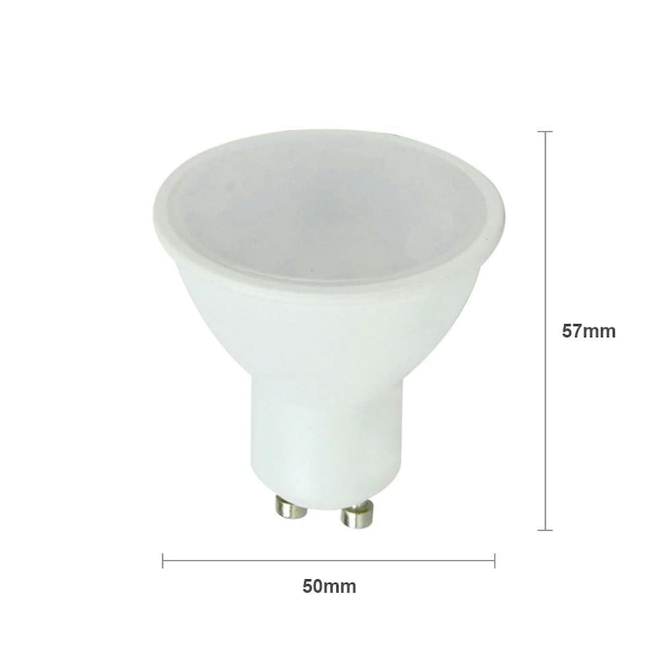 image 1 of ValueLights 6 Pack GU10 White Plastic Spotlight LED 5W Cool White 6500K 450lm Light Bulb
