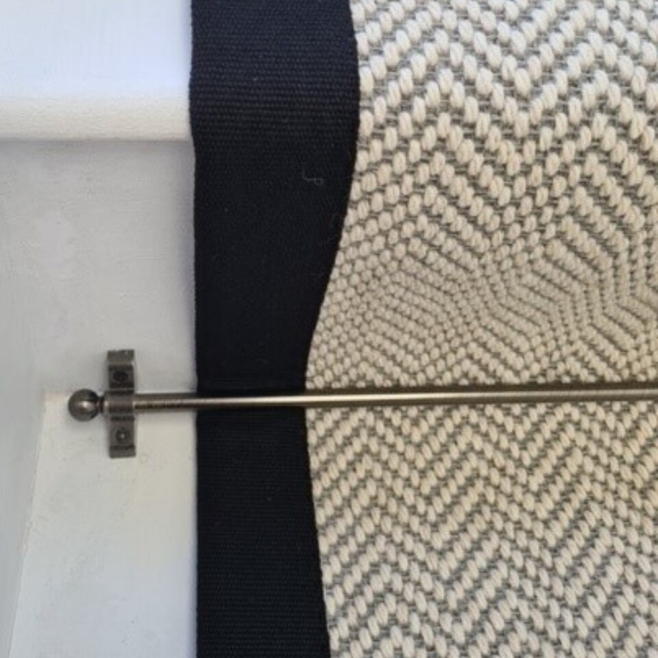 image 1 of Herringbone Dapple Wool Stair Runner with 100% Cotton Black Border Sample