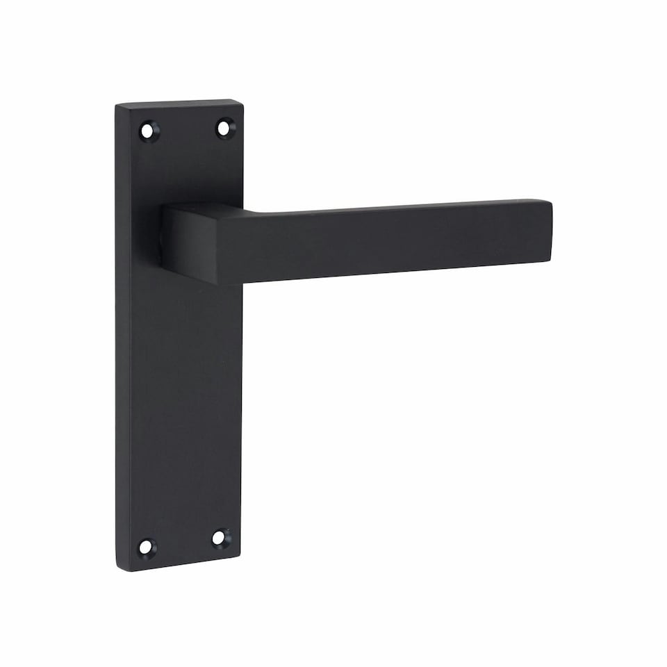 image 1 of Golden Grace 5 Pairs Victorian Straight Delta Door Handles Latch in Matt Black - 150mm x 40mm Backplate Black