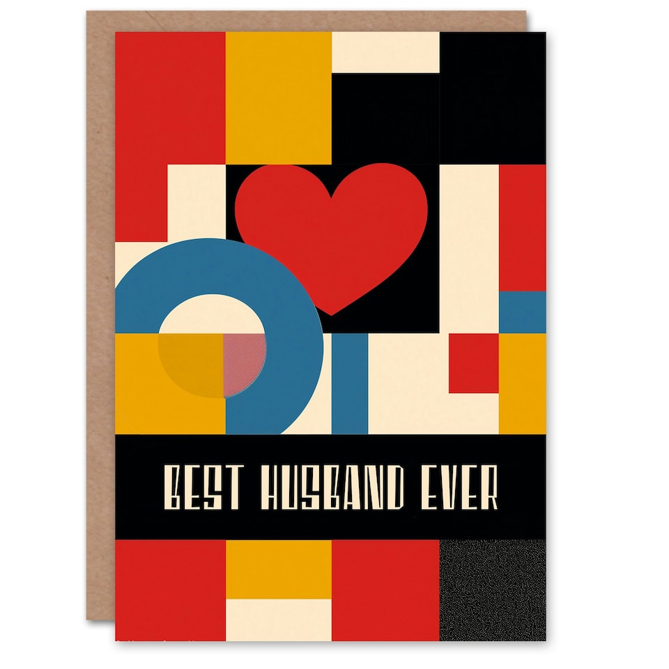 image 1 of Best Ever Mondrian Design Anniversary Valentines Him Card