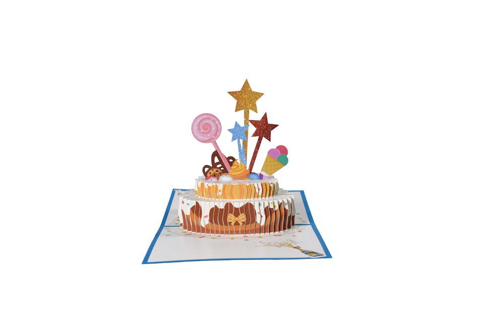 image 1 of Blue Cake and Sprinkles Design 3D Pop Up Birthday Card