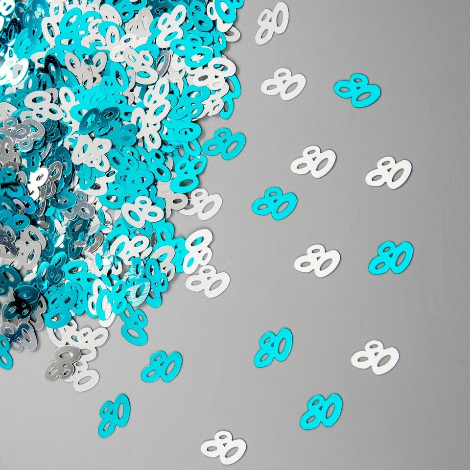 image 1 of 14g 80th Blue Happy Birthday Confetti