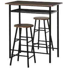 HOMCOM 3-Piece Dining Set with 2 Matching Chairs and 1 Table, Black