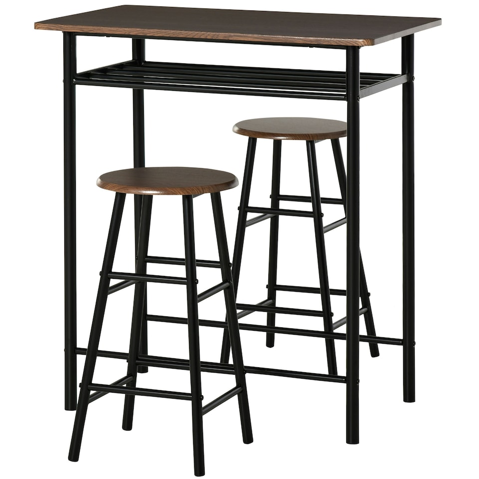 image 1 of HOMCOM 3-Piece Dining Set with 2 Matching Chairs and 1 Table, Black
