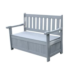 Showerproof Grey Wooden Garden Storage Bench Seat
