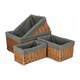 image 1 of Set of 4 Double Steamed Grey Cotton Lined Willow Storage Baskets | Grey | Grey | Not provided