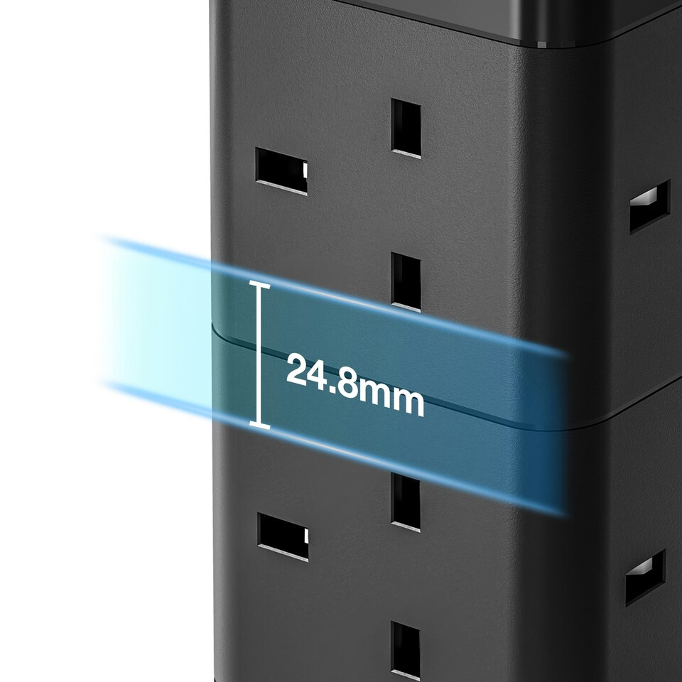 image 1 of VonHaus Tower Extension Lead with 8 Plugs and 2 USB-C Ports