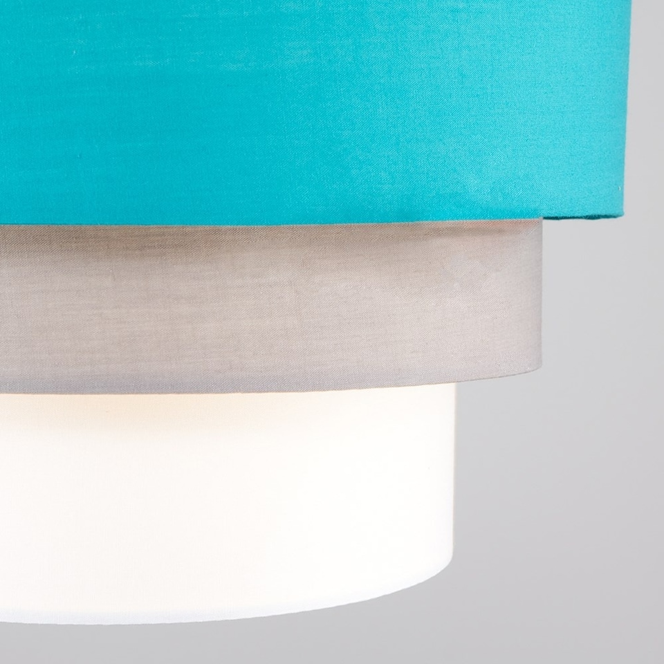 image 1 of ValueLights Aztec 3 Tier Teal Fabric Ceiling Light Shade | Blue