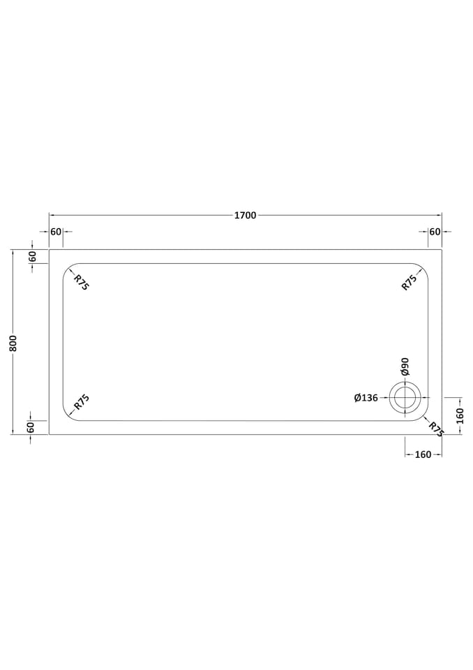 image 1 of Balterley Stone Tray 1700x800 Slate