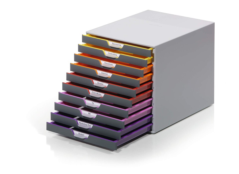 image 1 of Durable VARICOLOR Desktop Organiser 10 Drawer Colour Coded Modular Storage | A4+