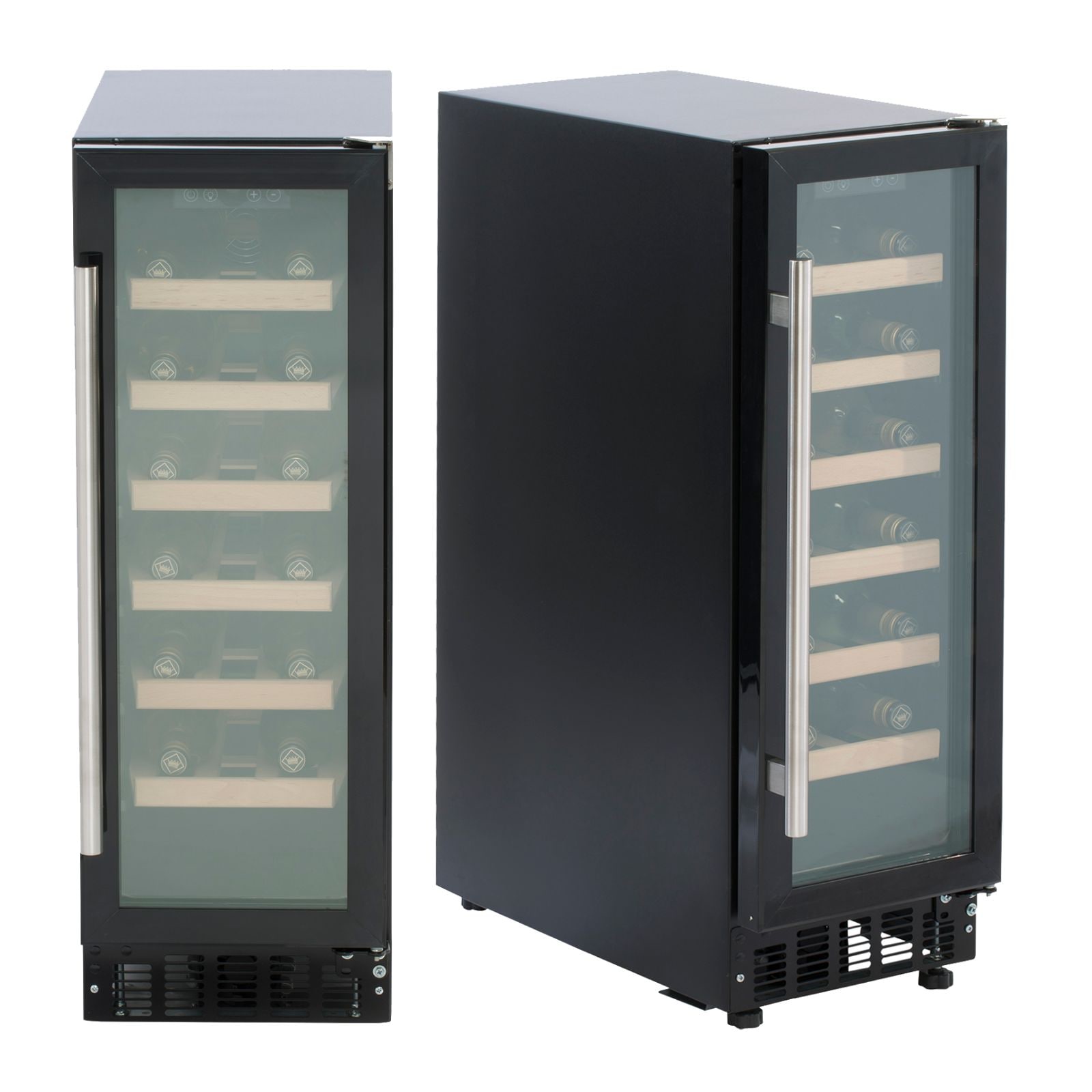 SIA WC30BL/1 Undercounter Wine Cooler Fridge, 59L 19 Bottle Capacity, LED Light, Black