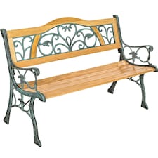 Garden Bench Kathi - 2-seater, wood, cast iron, 124 x 60 x 83 cm | Brown | brown | 1