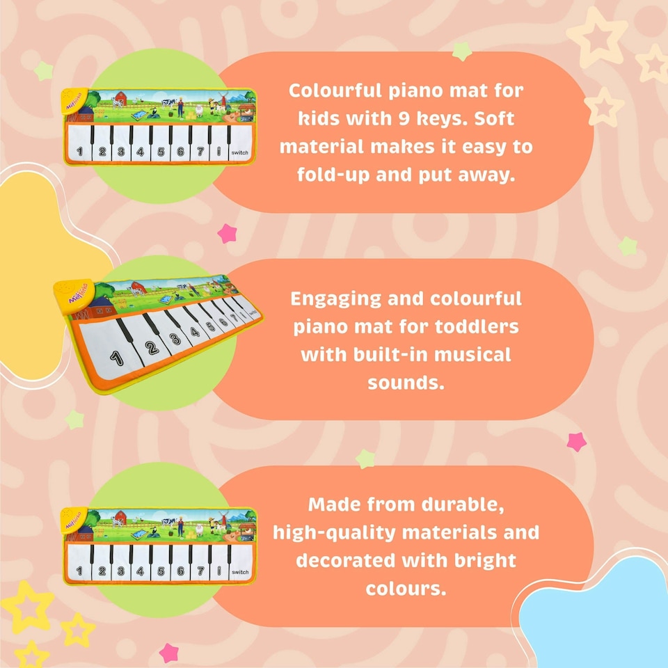 image 1 of Little Star Piano Farm Mat Musical Toy with Piano & Animal Sounds