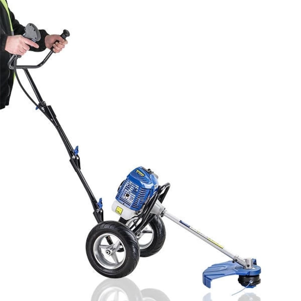 image 1 of Hyundai 52cc Petrol Wheeled Grass Trimmer 43cm Cutting Width Large Wheels HYWT5200X