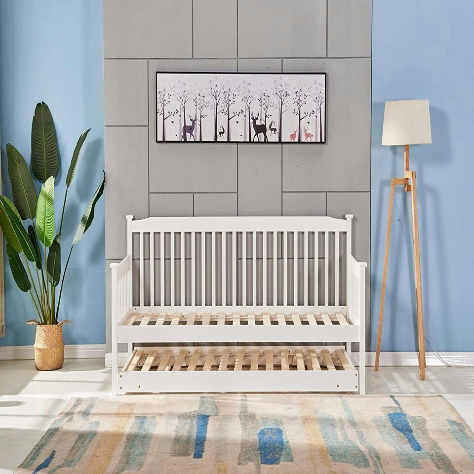 image 1 of Daybed With Trundle white 3ft single wooden pull out guest room bedroom