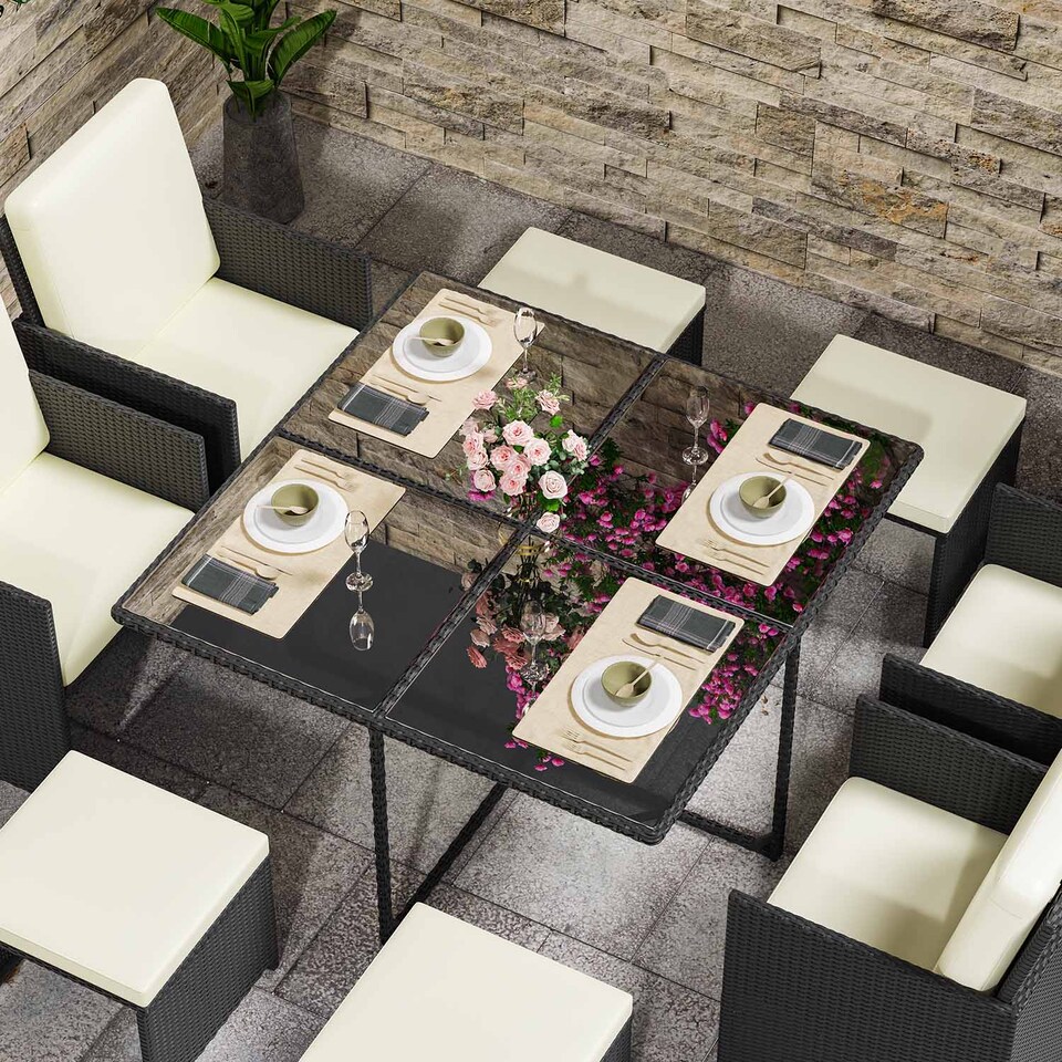 image 1 of Rattantree Rattan Garden Furniture Set 9 Piece Outdoor Dining Set