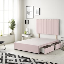 Texas Divan Bed Base with 2 Drawers & 30 Inch Headboard Plush Velvet | Pink | Pink