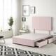 image 1 of Texas Divan Bed Base with 2 Drawers & 30 Inch Headboard Plush Velvet | Pink | Pink