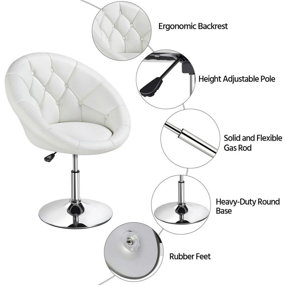 image 1 of Yaheetech Height Adjustable Modern Round Back Chair | White