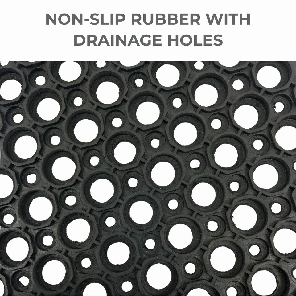 image 1 of Rubber Door Mat - 1.2m x 0.9m - Non-Trip Ramp Edge - Heavy Duty - Non Slip - Wheelchair & Pushchair Friendly