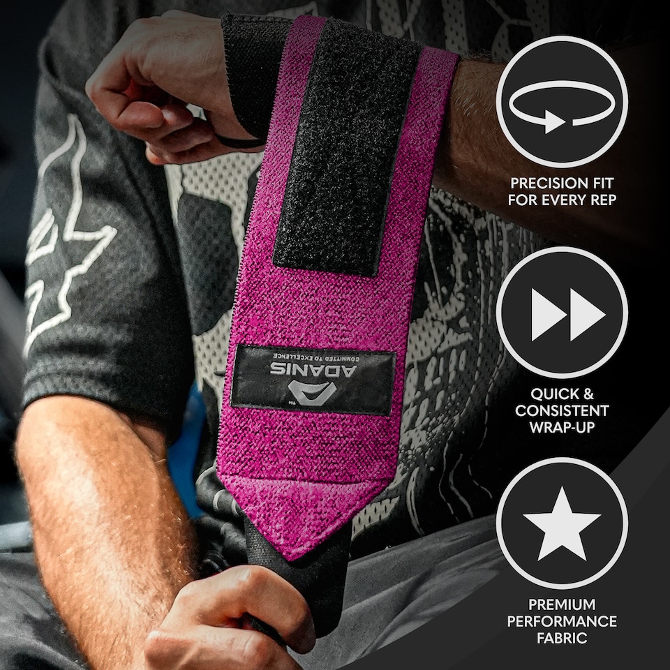 image 1 of Adanis Wrist Wraps for Weightlifting (Pair), Adjustable Wrist Support
