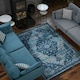 image 3 of KUKOON Navy Blue Traditional Medallion Bordered Living Area Rug 80cm x 150cm | Blue