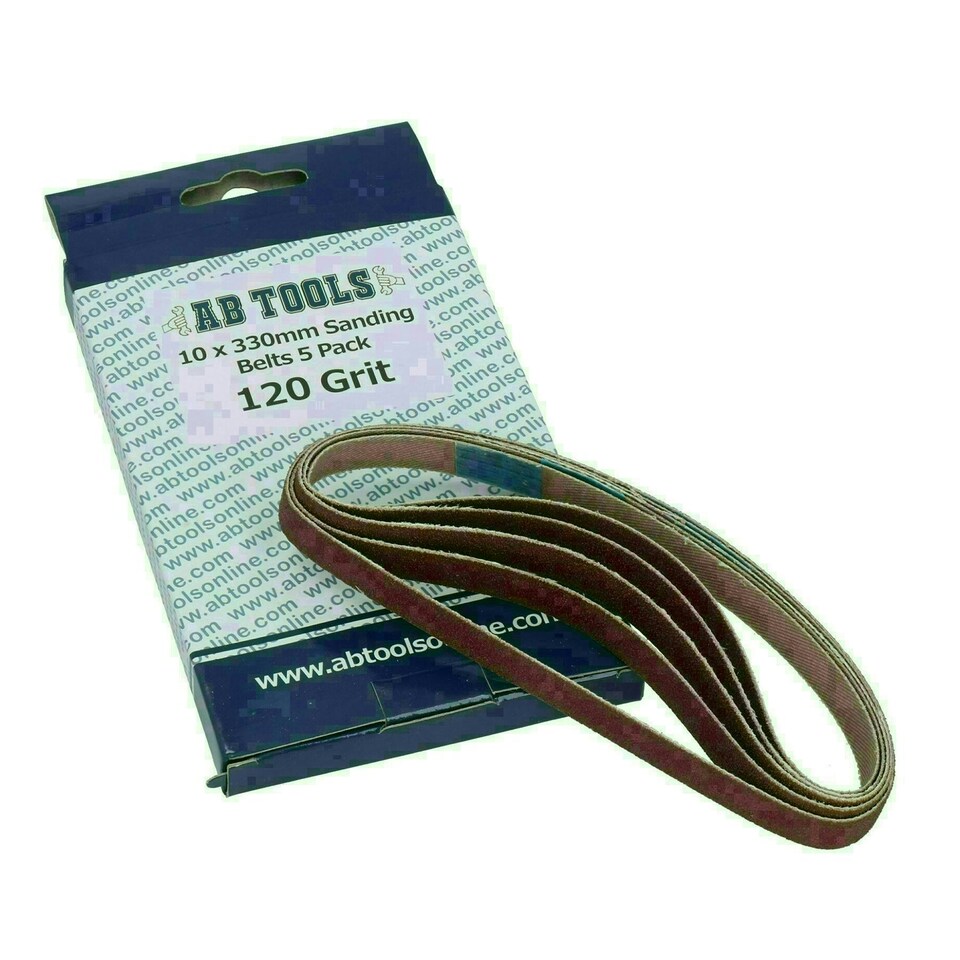 image 1 of Belt Power Finger File Sander Abrasive Sanding Belts 330mm x 10mm 120 Grit 10 PK