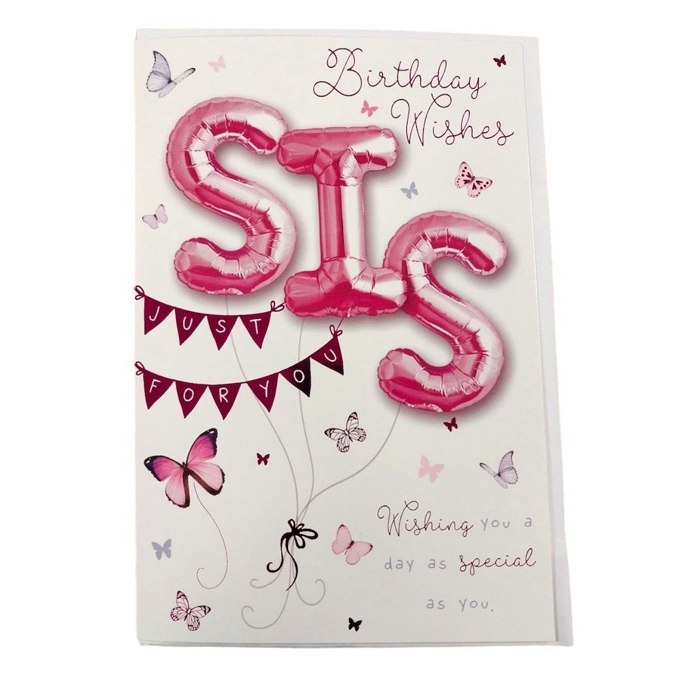 image 1 of Birthday Wishes Sister Balloon Boutique Greeting Card