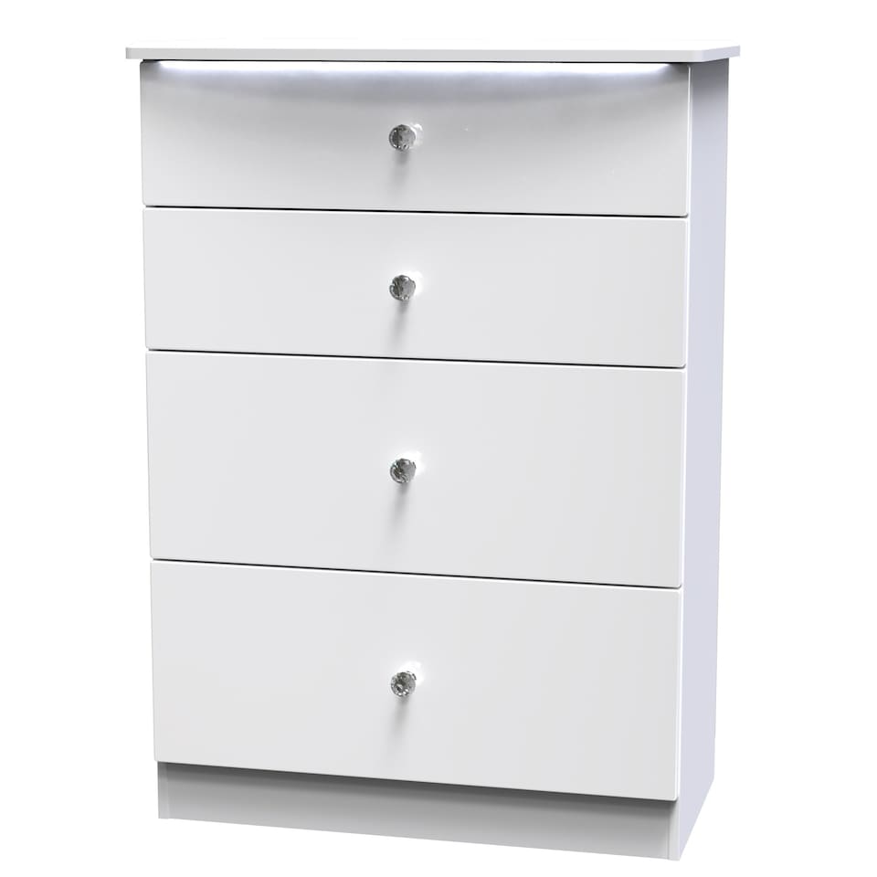 image 1 of Broadway 4 Drawer Deep Chest of Drawers in White Gloss & White (Ready Assembled) | White | White Gloss & White
