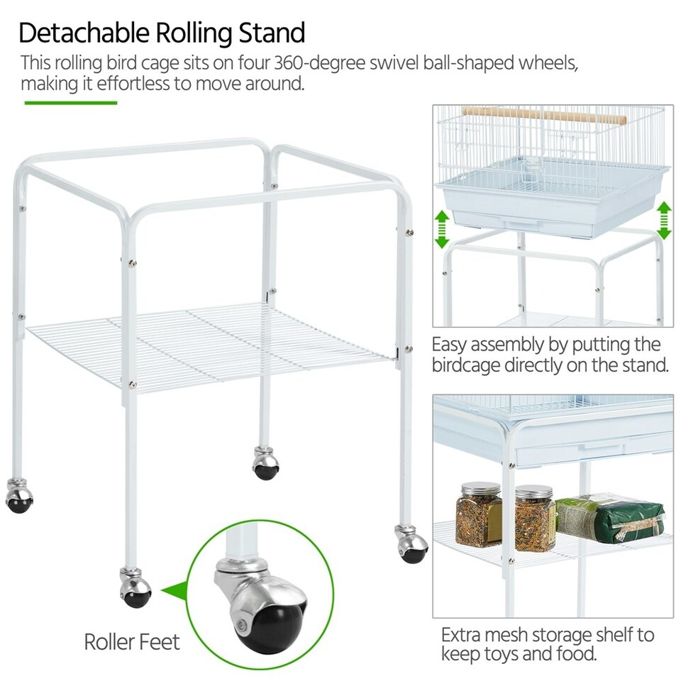 image 1 of Yaheetech 119 cm Tall Play Top Bird Cage with Removable Metal Stand White