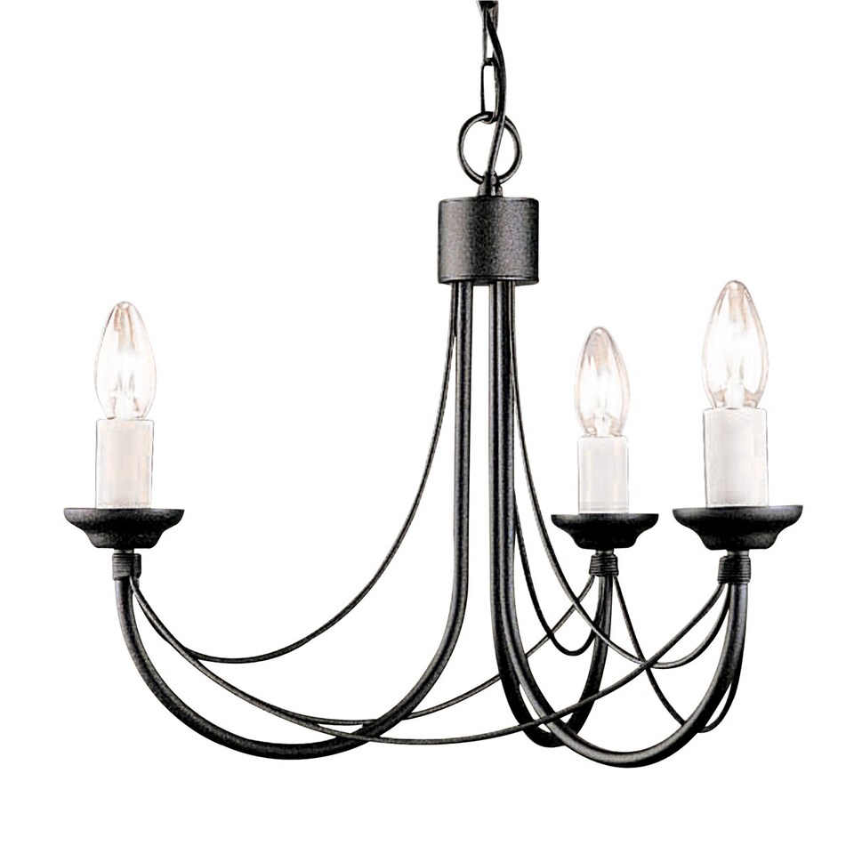 Carisbrooke Chandelier 3 Light Black Finish, E14