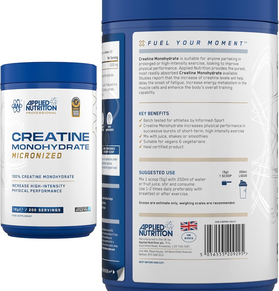 image 1 of Applied Nutrition Creatine Monohydrate Powder - Unflavoured - 200 Servings