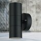 image 7 of First Choice Lighting Set of 2 Blaze Black Outdoor Up Down Wall Lights Black | Clear