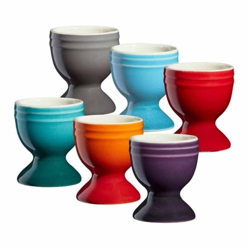 image 1 of Cooks Professional 6 Piece Egg Cup Set | Made From Durable Stoneware | Multi-Colour