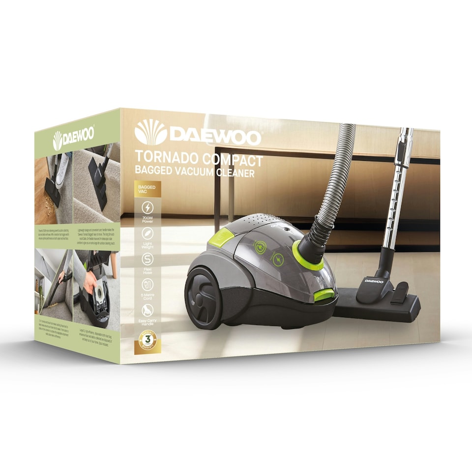 image 1 of Daewoo Tornado Compact Bagged Vacuum Cleaner Mobile Easy Carry Lightweight